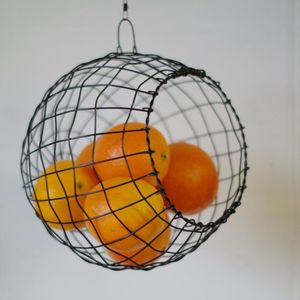 Metal Wire Hanging <b>Storage</b> <b>Basket</b> Bowl Shape With Handles For Fruit Holder Rustic Style Food <b>Storage</b> <b>Baskets</b> - Product Image 6