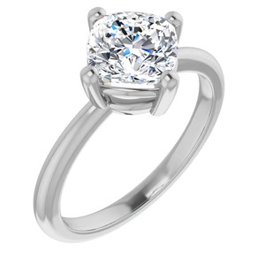1.25CT <b>Cushion</b> Cut Colorless Moissanite Engagement Ring 14K Solid White Gold Solitaire Ring Celebrity Style Wedding Ring <b>For</b> Her - Product Image 4
