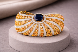 Bulk Purchase Opulent Embellished <b>Crystal</b> Silver <b>Bracelet</b> 52 Gram Weight Statement Jewelry for Festive Occasions and Bridal wear - Product Image 3