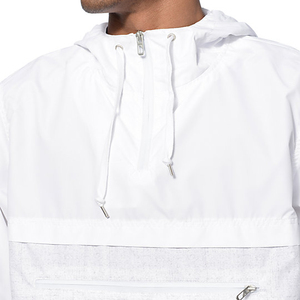 <b>White</b> Color <b>Men</b> Plain Canvas 100% Nylon Eco-Friendly Quick Dry Best Quality Half Zip Windbreaker Anorak <b>Jackets</b> Waterproof - Product Image 5