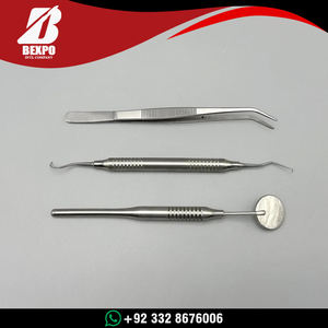 Kit Dental Básico de Acero Inoxidable de Alta Calidad, Juego de 3 Piezas para Higiene Bucal: Espejo, Explorador y Pinzas de Limpieza - Product Image 4