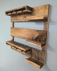 Exclusivo Estante de Madera para Botellas de Vino Montado en la Pared con Soporte para Copas, Ideal para Bares, Clubes, Hogar, Cocina, Fiestas y Eventos - Product Image 5