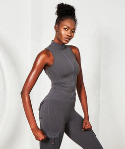 Sleeveless Zip Up Blouse Summer Fashion Casual Wear Factory Direct Supplier Women Sleeveless Front <b>Zipper</b> <b>Top</b> Slim Fit - Product Image 2