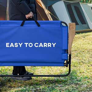 Sedia da campeggio pieghevole per 2 persone con braccioli in legno e portabicchieri, portatile, blu - Product Image 6