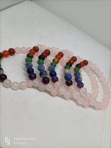 ขายส่งเจ็ดจักระกับสร้อยข้อมือโรสควอตซ์อัญมณีสร้อยข้อมือธรรมชาติคุณภาพสูง 8 มม.สร้อยข้อมือลูกปัดกลมสําหรับผู้หญิง - Product Image 6