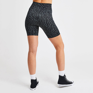 Soft Women's High-Waisted Shorts <b>Elastic</b> Waist Mid-Thigh Compression Yoga Seamless Shorts Print Logo Quick Dry Women - Product Image 4