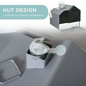 Lettiera per Gatti XXL Grigia con Coperchio, in PC e PP, Facile da Pulire, Tipo Cassetto con Paletta per Viaggi - Product Image 4