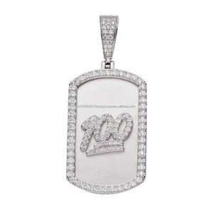 Collar Premium con Colgante de 100 Símbolos, Diamante Cultivado en Laboratorio, Diseño Rectangular, Estilo Hip Hop, Joyería Brillante - Product Image 1