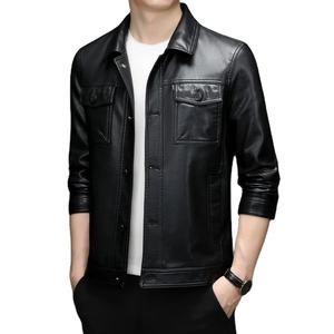 Personalizable Otoño Invierno chaqueta de cuero de negocios para los hombres de invierno de la motocicleta PU Abrigo con OEM Logo Diseño Tela de lona - Product Image 2