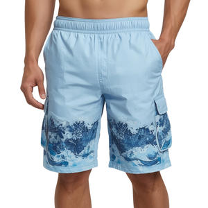 Pantalones Cortos Cargo Premium para Hombre con Gráficos de Olas Costeras y Bolsillos Funcionales - Product Image 2