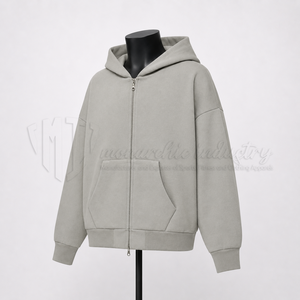 Sweat à capuche zippé personnalisé, style streetwear oversize, en coton épais, fabricant OEM ODM en gros - Product Image 3