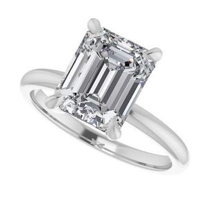 Bague de fiançailles classique en or blanc massif 10 carats, solitaire, avec moissanite taille brillant rond VVS1 pour femme - Product Image 6