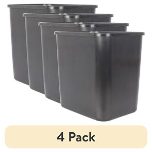 Paquete de 4 Contenedores de Basura Negros de Plástico de 3 Galones con Tapa Abierta para Baño - Product Image 1