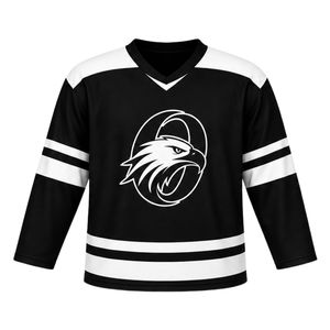 Black White Sublimation Ice Hockey Jersey Long Sleeve <b>Athletic</b> Team Uniform Match Shirt Outdoor Training Wear Hockey Sports - Product Image 1