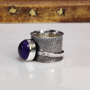 Amethyst Spinner <b>Ring</b> Handmade Fidget Purple Amethyst <b>Sterling</b> <b>Silver</b> <b>Ring</b> <b>Anxiety</b> Relief Jewelry Boho Gift - Product Image 3