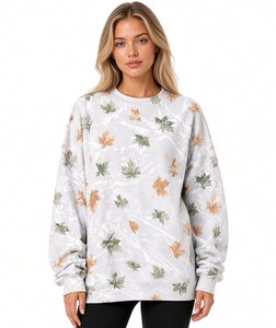 Achetez un sweat-shirt ample à col rond pour femme, imprimé floral rose avec des branches d'arbre, épaules tombantes, manches longues, pull en tricot - Product Image 5