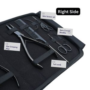 Kit d'outils pour extensions capillaires de salon avec pince à micro-perles, pince à sertir, ciseaux pour extensions, peigne à queue et aiguilles à coudre - Product Image 3