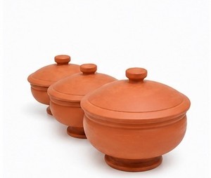 Terracotta <b>Clay</b> Lid <b>Set</b> 3 Natural Brown Uncoated Eco-Friendly Non-Stick Anti-Slip Country Style Cookware Covers for Gas Cooker - Product Image 3