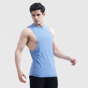 Custom Men's Athletic Fitness Curved Hem Cut-Off <b>Tank</b> <b>Top</b> XL Casual Workout Gym Vest Made Cotton Polyester Muscle Sleeveless - Product Image 4