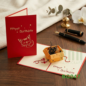 Invitaciones de Cumpleaños Tradicionales con Diseño 3D de Gato, Tarjetas de Felicitación Únicas, Impresión Offset en Papel para Año Nuevo y San Valentín - Product Image 2