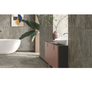 Scalework Factory French Cream Rock Style Stone Effect <b>Metal</b> Matte <b>Grid</b> Mosaic Bathroom Floor Tiles 600x1200mm 12mm Thick - Product Image 4