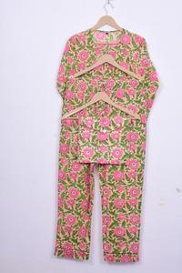 Conjunto de Pijama Floral Estampado a Mano de Jaipur - Ropa de Dormir de Algodón Artesanal, Ropa de Verano Bohemia para Mujer y Regalo de Loungewear - Product Image 3