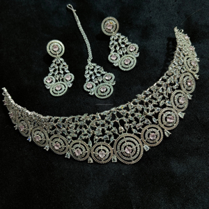 Ensemble de bijoux de mariée en diamant américain classique Collier et boucles d'oreilles en deux pièces pour mariage Style classique à la mode - Product Image 1