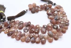 Perles de pierre de lune naturelle AAA en forme de poire facettées 8x12MM, pierres précieuses de pierre de lune en forme de poire pour la fabrication de bijoux - Product Image 2