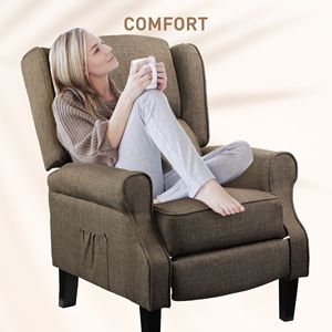 Fauteuil inclinable marron avec massage, chaleur, télécommande et repose-pieds pour salon - Product Image 6