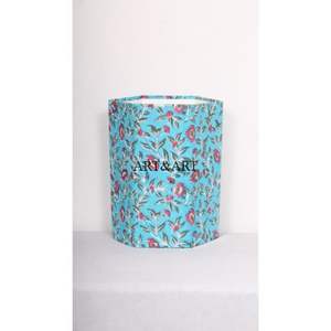 Cubo de basura indio hecho a mano para cocina, con tapa abierta, para papel y residuos, con estampado artesanal, para usar con tela de algodón. - Product Image 1