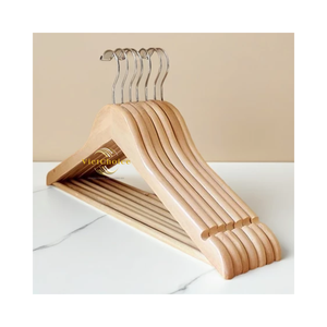 Perchas de madera VietChoice con ganchos cromados, diseño minimalista para uso en armarios, organizador de ropa de madera maciza antideslizante - Product Image 3