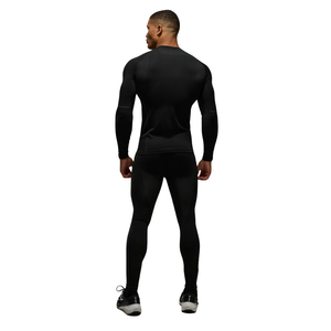 Custom Men's <b>Black</b> <b>Long</b> <b>Sleeve</b> Compression Shirt Crewneck Fitted <b>Gym</b> Workout Training <b>Top</b> Athletic Sportswear Fitness Base Layer - Product Image 2