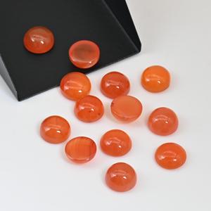 พลอยคาร์เนเลียนทรงกลมเจียระไนแบบเหลี่ยมคม ขนาด 3 มม. ถึง 30 มม. สีส้มแดง แบบคาโบชอง สำหรับทำเครื่องประดับ - Product Image 1