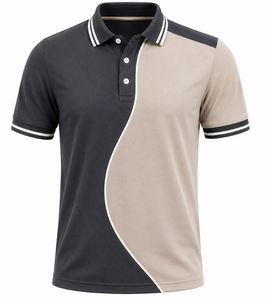 Camiseta de Punto de Manga Corta para Hombre, Tejido Jersey, Poliéster/Algodón, Transpirable, Informal, Cierre de Botones, Corte Regular - Product Image 1