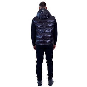 Chaleco acolchado con capucha para hombre, para invierno, para exteriores, con material resistente al viento y un estilo moderno inspirado en la moda urbana. - Product Image 5