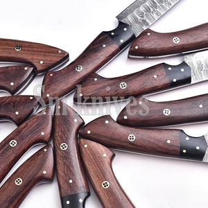 Juego de 12 Cuchillos de Caza de Acero de Damasco de Grado Industrial con Mango de Madera, Hoja Biselada de Punta Caída, OEM/ODM, Cuchillería de Cocina, Caja de Regalo - Product Image 4