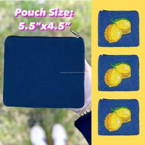 Monedero de Mano con Cremallera Bordado a Mano con Diseño de Limón, Monedero con Cuentas, Duradero, Ligero, Ecológico, Suave, de Gran Capacidad, Personalizado - Product Image 3