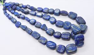 ลูกปัดลาพิส ลาซูลีธรรมชาติทรงก้อนเรียบ ขนาด 10-16 มม. ลูกปัดพลอยลาพิสสีน้ำเงินขัดเงา ขนาด 16 นิ้ว สำหรับทำเครื่องประดับ - Product Image 2