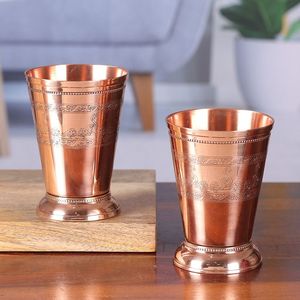 Premium Handcrafted Pure Copper Hammered Glass Tumbler <b>Set</b> Modern Design Customizable Logo Eco-Friendly Double Wall Drinkware - Product Image 2