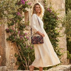 Bolso de Mano Moderno, Suave, Impermeable y Ligero, de Tela de Algodón con Estampado Floral Índigo Real, para Mujer, Elegante, Tipo Bandolera, Acolchado - Product Image 2