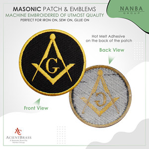 Masonic Square & Compasses Patch Black <b>Gold</b> Biker Mason Freemason - Product Image 2