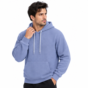 Sweat à capuche personnalisé pour homme en maille gaufrée, pull décontracté et tendance à manches longues, streetwear, vente en gros usine - Product Image 5