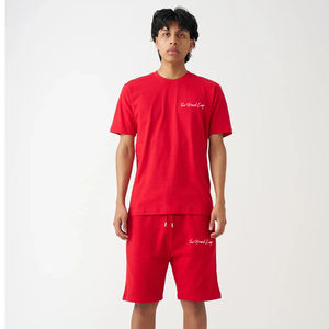 Men's Red T-Shirt And Shorts <b>Set</b> Two Piece Crewneck Tee With Matching Shorts Casual Activewear Lounge Wear - Product Image 1