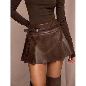 Jupe Courte Vintage en Cuir Véritable pour Femme, Style Formel, Taille Naturelle, Respirante et Écologique - Product Image 3