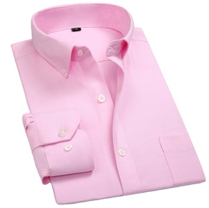 Chemises de haute qualité à manches longues contraste robe à rayures en sergé pour hommes chemises décontractées formelles d'affaires - Product Image 5