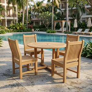 Silla de Comedor de Exterior de Teca Maciza Contemporánea NBF Arvella, para Jardín, Patio, Hotel, Resort, Pedidos al por Mayor - Product Image 4