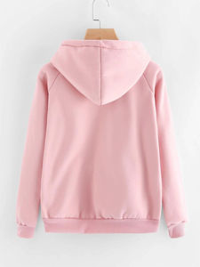 เสื้อฮู้ดสีชมพูสำหรับผู้หญิง ยี่ห้อ White Bird Express ผ้าฝ้าย 100% เนื้อนุ่มแบบฟลีซ มีกระเป๋าจิงโจ้ สายรูดที่ฮู้ด แขนเสื้อแบบแร็กแลน สไตล์ลำลอง - Product Image 5