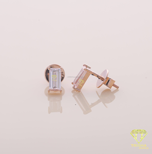 Emerald Cut Moissanite Diamond <b>Stud</b> Earrings 925 Sterling <b>Silver</b> Rose Gold Plated Solitaire Earrings For Women Fine Jewelry - Product Image 6