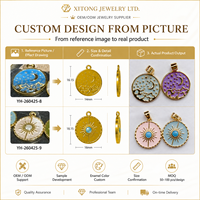 Pendentif Cœur et Lune en Zircon Cubique Violet, Vert, Rose, Plaqué Or 18K, Breloque Croissant de Lune, Étoile, pour Fabrication de Bijoux, Vente en Gros Personnalisée