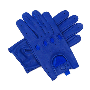 Unisex Red Leather Driving Gloves Half Finger Breathable Adjustable Wrist <b>Strap</b> All Seasons - Product Image 1